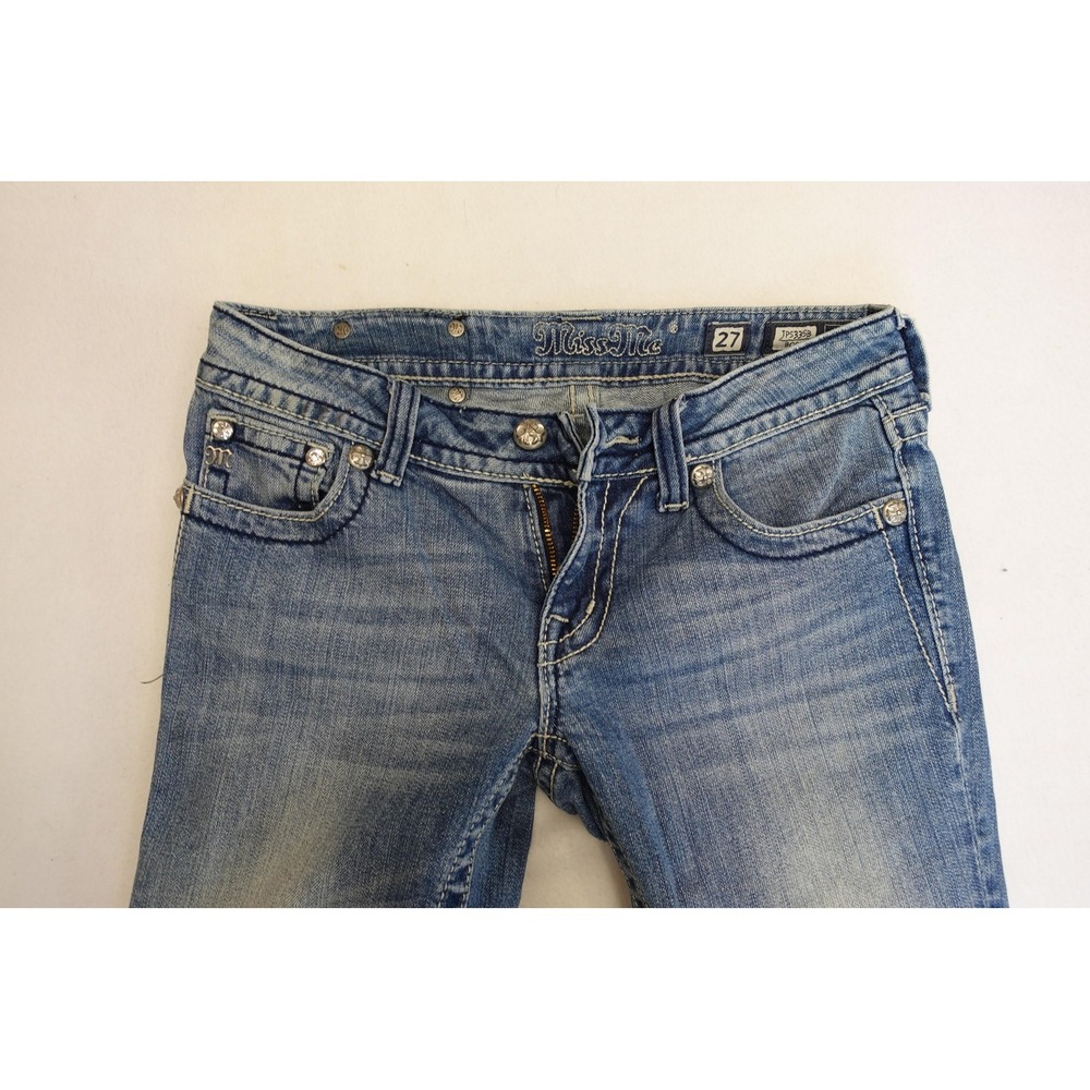 Miss Me Jeans Womens 27 Blue Medium Wash Bootcut Embroidered Rhinestone Denim